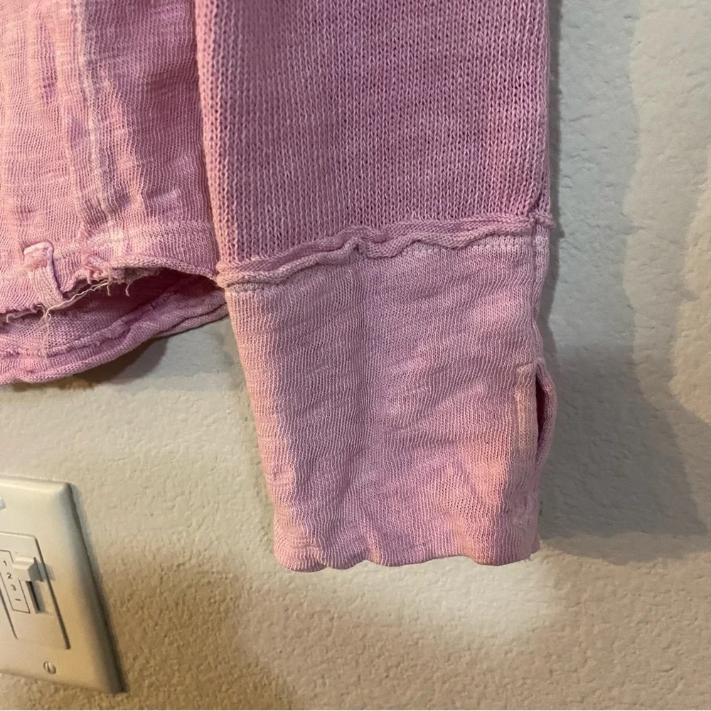 Free People Henley Top Phoebe Medium Pink Thumb Holes Knit - Picture 7 of 8